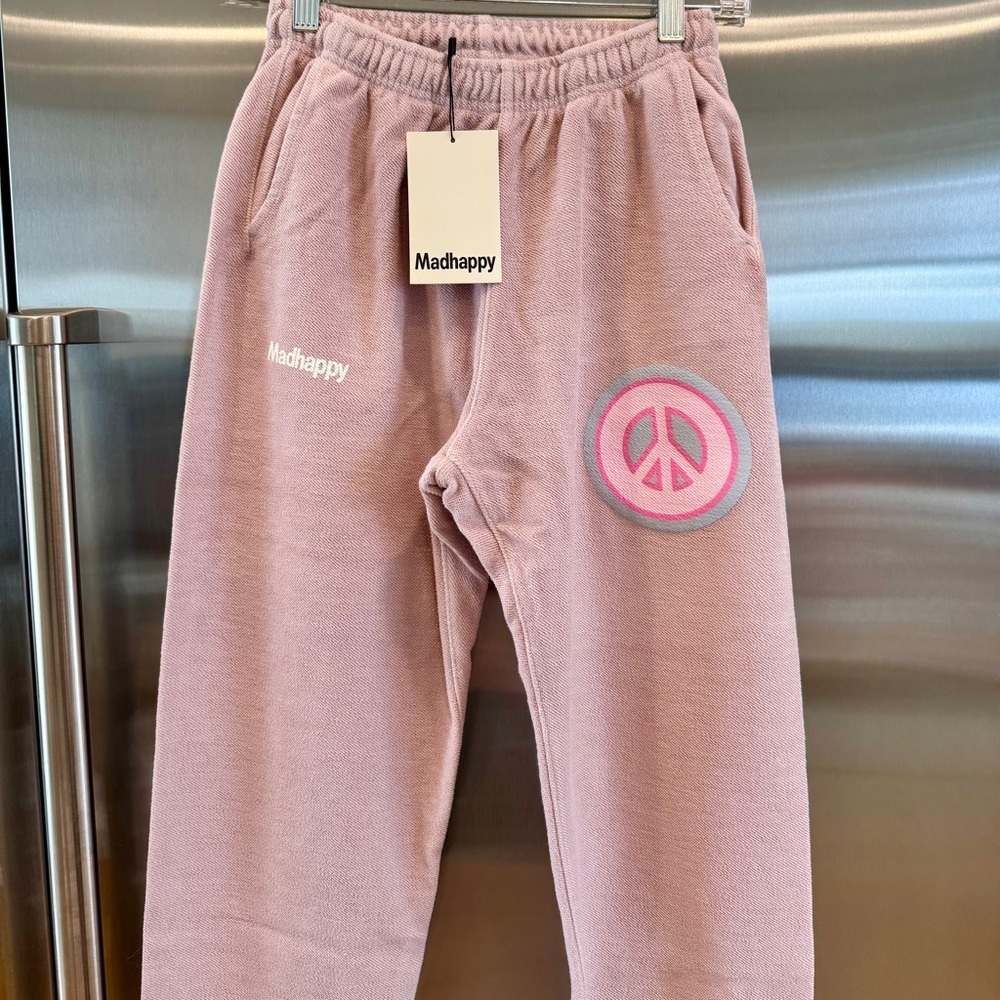 NWT MadHappy Universal Sweatpants Bubblegum Light Dusty Pink Unisex Peace Sign